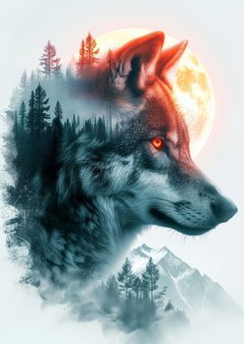 white wolf and the moon