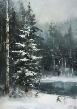 Winter Snow Forest Lake