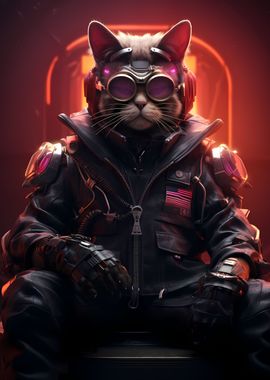 Cyberpunk Cat Human Boss