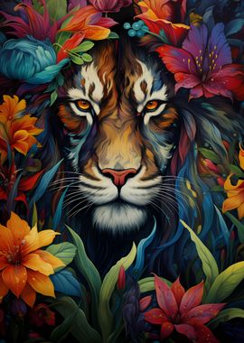 Colorful Wildlife Lion