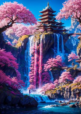 Japan Waterfalls Art