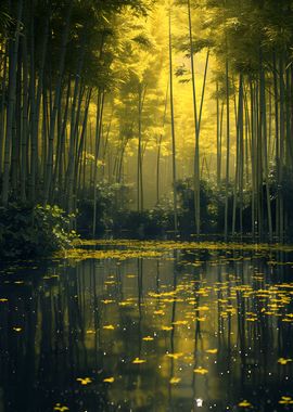 Bamboo Forest Pond Sunrise