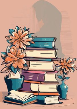 Reading Books Flowers 1