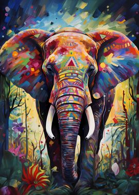 Colorful Wildlife Elephant