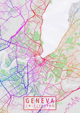 Geneva City Map Colorful