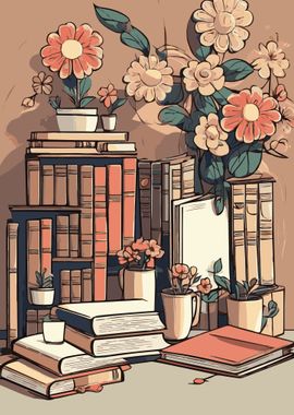 Reading Books Flowers 3