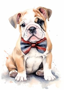 Watercolor Bulldog Puppy