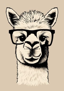 Funny Hipster Alpaca