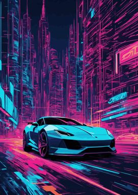 Neon City Sports Car 6