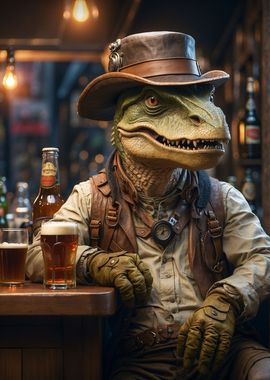 Steampunk Craft Beer T Rex