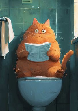 Cute Cartoon Toilet Cat