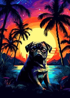 Tropical Pug Pixel Art