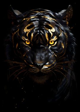 Gold Black Tiger Head Wild