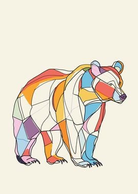 Bear Color Line Drawing