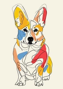 Corgi Dog Line Drawing