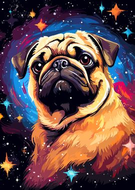 Pug in Space Pixel Art