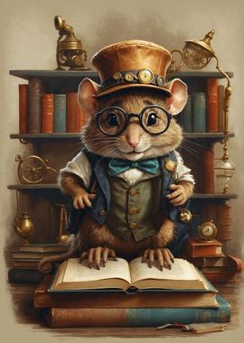 Smart Steampunk Book Rat