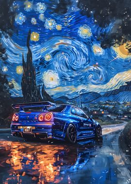 GTR R34 starry night