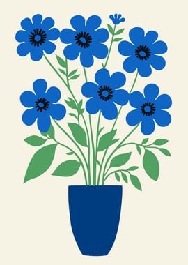 Blue Flowers in Pot