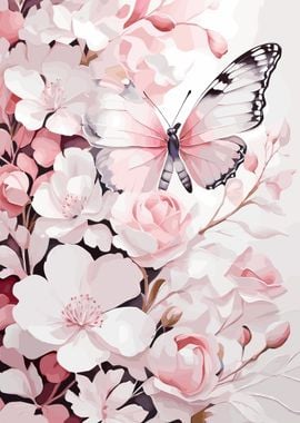 Butterfly and flowers