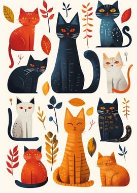 Funny Nine Cats