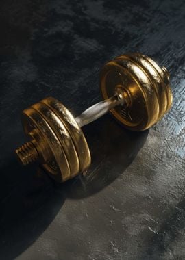 Dumbbell 3D Dark Gold