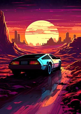 Synthwave car in Motion