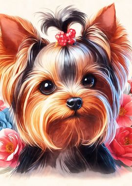 Yorkshire terrier floral