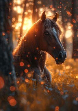 wild horse in sunset