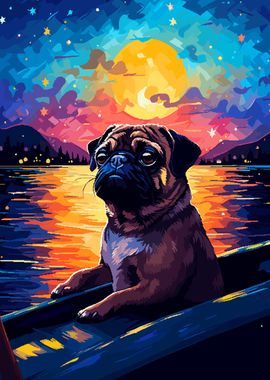 Pug Boat Synth Pixel Art