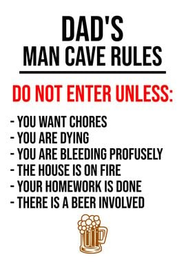 DADS MAN CAVE RULES BEER