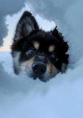 Black Husky Snow Dog Puppy