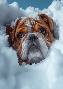 Bulldog Snow Puppy Animal