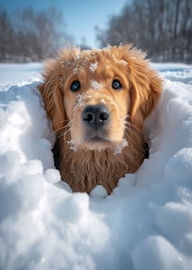 Golden Retriever Snow Dog