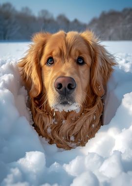 Golden Retriever Snow Dog