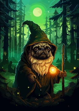 Pug Wizard Forest Pixel