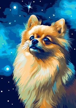 Pomeranian Stars Pixel Art