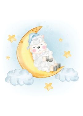 Sleepy sheep on the moon 