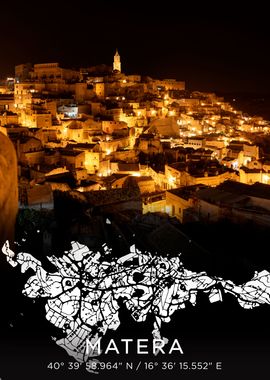 Matera City Map Dark