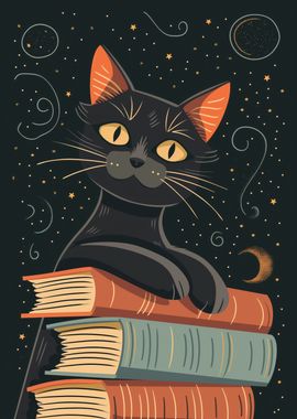 Cat with Books 3