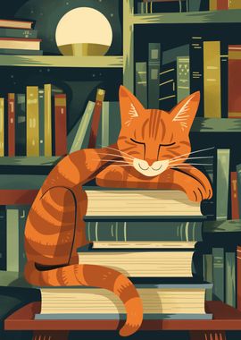 Cat with Books 4