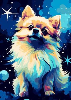 Pixel Art Pomeranian Dog