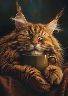 Maine Coon Coffee Cup Cat