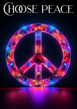 Neon peace sign