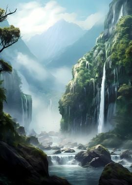 Nature Jungle Waterfall