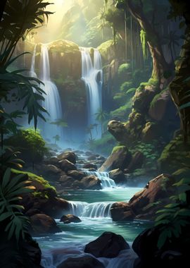 Nature Jungle Waterfall