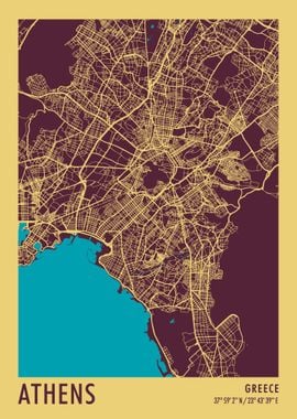 Athens Vintage map