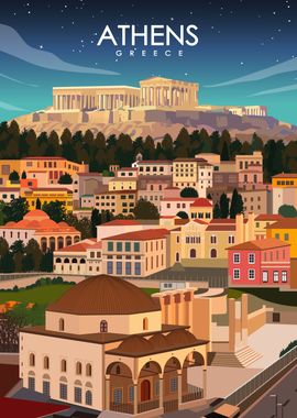 Athens Greece Travel Art