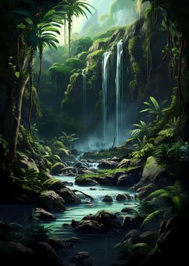 Nature Jungle Waterfall