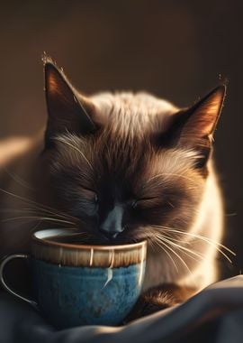 Siamese Coffee Cup Cat